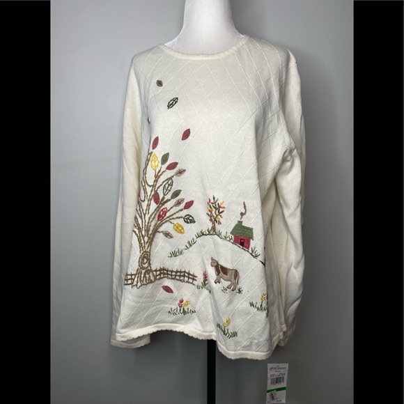 NWT Alfred Dunner Vintage Farm Cottagecore Sweater - Picture 2 of 8